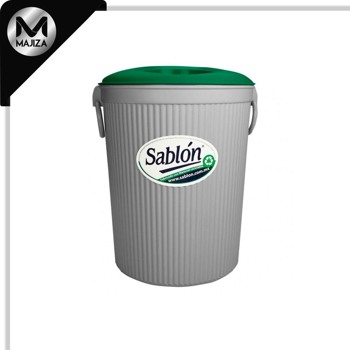 Producto - 8086OR CESTO GRANDE TAPA CIRCULAR BLANCO/VERDE