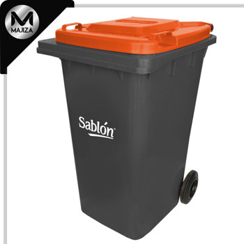 Producto - 9258NA CESTO 240L GRIS TAPA NARANJA S/PEDAL