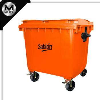 Producto - 7528NA CONTENEDOR 660L VERDE TAPA NARAN S/PEDAL