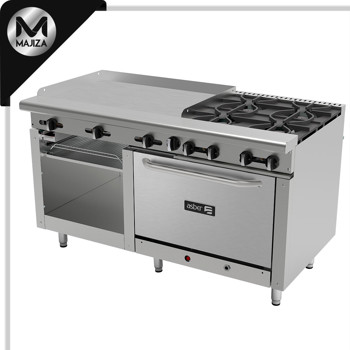 Producto - AEMR-G36-B4-60-H - 4 FUEGOS ABIERTOS + PLANCHA 36" + GRATINADOR + HORNO 36" CON GAS LP