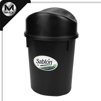 Producto - 8215NE Cesto con capacidad de 3 litros/ 0.79 gl, con balancín, color negro con negro.