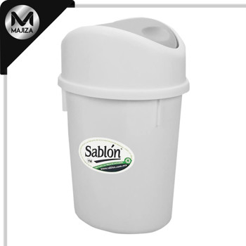 Producto - 8224GR Cesto con capacidad de 3 litros/ 0.79 gl, con balancín, color blanco con gris.