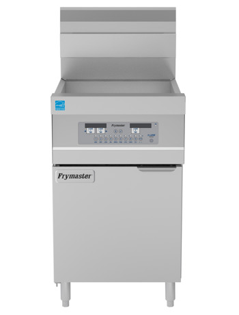 Producto - Freidoras de gas de bajo consumo de aceite Frymaster 1814G. Con una cuba de 28,6 kg y una amplia superficie de cocción de 45,7 cm × 35,6 cm