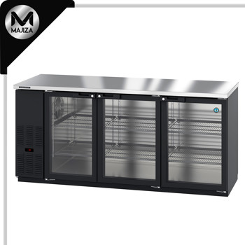 Producto - BB80-G, refrigerador, tres secciones, barra trasera de vinilo negro, puertas de vidrio