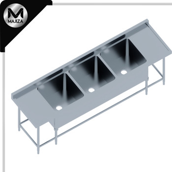 Producto - FREGADERO CON TRIPLE TARJA MARCA MAJIZA MODELO MAJFT-210-070-304, DE 2.10 x 0.70 x 0.90 MTS  DE ALTO.