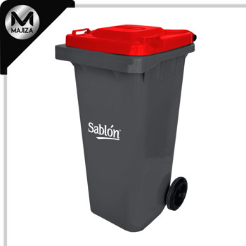 Producto - 9239RJ CESTO 120L GRIS TAPA ROJA S/PEDAL