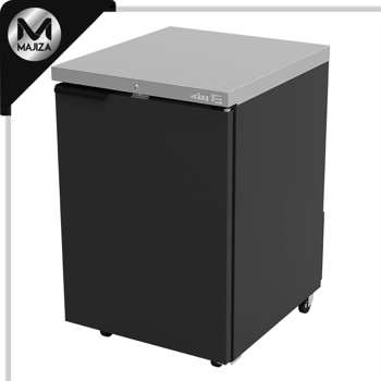 Producto - ABBC-23 HC REFRIGERADOR DE CONTRA BARRA EN VINYL NEGRO - 1 PUERTA SOLIDA - CERRADURA EN PUERTA + LUZ INT.