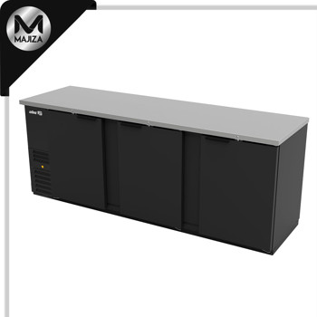 Producto - ABBC-94 HC REFRIGERADOR DE CONTRA BARRA EN VINYL NEGRO - 3 PUERTAS SOLIDAS - CERRADURAS EN PUERTAS + LUZ INT.