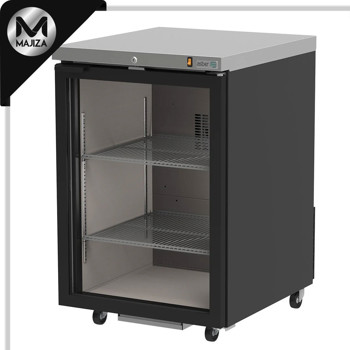 Producto - ABBC-23G HC REFRIGERADOR DE CONTRA BARRA EN VINYL NEGRO - 1 PUERTA DE CRISTAL - CERRADURA EN PUERTA + LUZ INT.