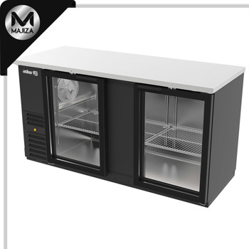Producto - ABBC-68G HC REFRIGERADOR DE CONTRA BARRA EN VINYL NEGRO - 2 PUERTAS DE CRISTAL - CERRADURAS EN PUERTAS + LUZ INT.