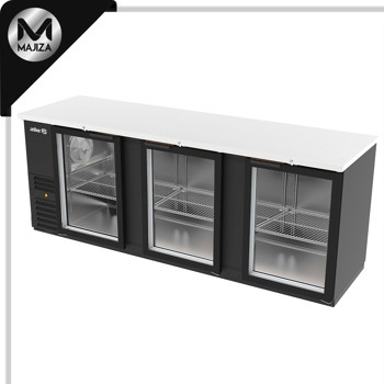 Producto - ABBC-94G HC REFRIGERADOR DE CONTRA BARRA EN VINYL NEGRO - 3 PUERTAS DE CRISTAL - CERRADURAS EN PUERTAS + LUZ INT.