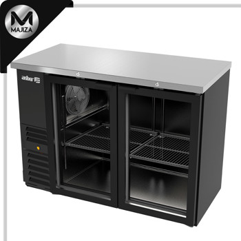 Producto - ABBC-24-48-G HC REFRIGERADOR DE CONTRA BARRA EN VINYL NEGRO - 2 PUERTAS DE CRISTAL - CERRADURAS EN PUERTAS - LUZ INT. - SLIM LINE