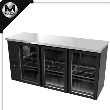 Producto - ABBC-24-72-G HC REFRIGERADOR DE CONTRA BARRA EN VINYL NEGRO - 3 PUERTAS DE CRISTAL - CERRADURAS EN PUERTAS - LUZ INT. - SLIM LINE