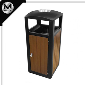 Producto - CONTENEDOR CUADRADO DE PANELES TIPO MADERA CON CENICERO