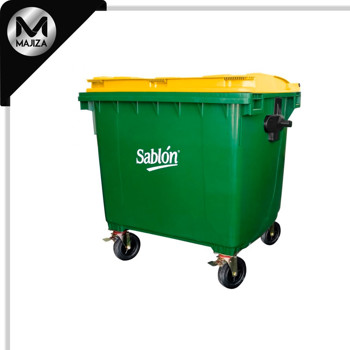 Producto - 7523AM CONTENEDOR 660L VERDE TAPA AMARI S/PEDAL
