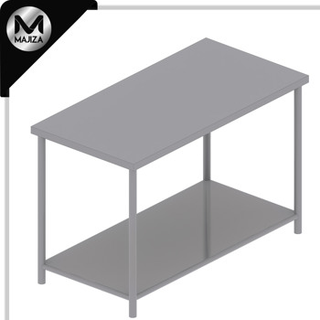 Producto - MESA  DE  TRABAJO EN ISLA CON ENTREPAÑO MARCA MAJIZA MODELO MAJMIE-140-P-304, DE 1.40 x 0.70 x 0.90 MTS