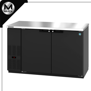 Producto - BB59, refrigerador, dos secciones, barra trasera de vinilo negro, puertas sólidas