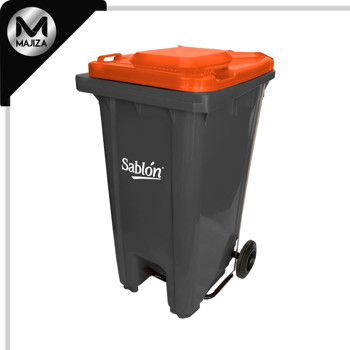 Producto - 8348NA CESTO 240L GRIS TAPA NARANJA C/PEDAL