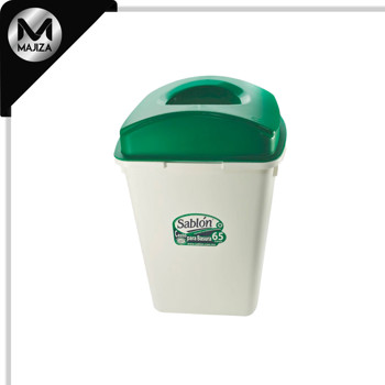 Producto - 8476VD CESTO 80L BLANCO TAPA ELÍPTICA VERDE