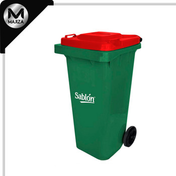 Producto - 8339RJ CESTO 120L VERDE TAPA ROJA C/PEDAL