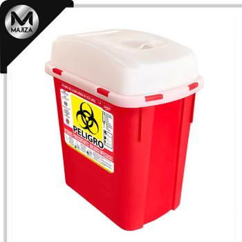 Producto - 8208RPBI Bote de basura para residuos punzocortantes RPBI de 4 litros color rojo.