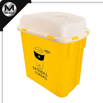Producto - 8209AM Bote de basura para reciclado de baterias de 4 litros color amarillo.