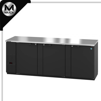 Producto - BB95, refrigerador, tres secciones, barra trasera de vinilo negro, puertas sólidas