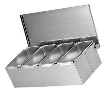 Producto - CAJA PARA CONDIMENTOS 4 COMPARTIMIENTOS ACERO INOXIDABLE