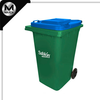 Producto - 8337AZ CESTO 120L VERDE TAPA AZUL C/PEDAL