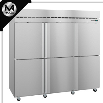 Producto - R3A-HS, refrigerador vertical de tres secciones, puertas de acero inoxidable con cerradura