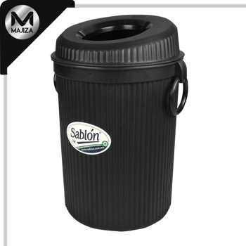 Producto - 8075NE Cesto de basura con tapa oval negro, con orejas, capacidad 7 litros / 1.85 gal.