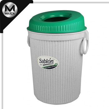 Producto - 8076OR Cesto de basura con tapa oval gris-verde, con orejas, capacidad 7 litros / 1.85 gal.