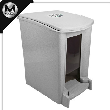 Producto - 8064GR Cesto de basura de pedal gris para baño blanco con cubeta gris extraíble, con capacidad 8 litros / 2.11 gal.