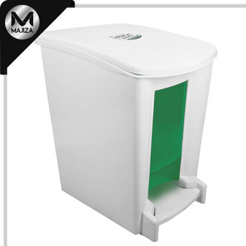 Producto - 8069VD Cesto de basura blanco de pedal para baño con cubeta verde extraíble, con capacidad 8 litros/ 2.11 gal.