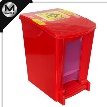 Producto - 8067RPBI Cesto de basura de pedal para baño con cubeta extraíble con capacidad de 8 litros / 2.11 gal. y etiqueta de residuos peligrosos.