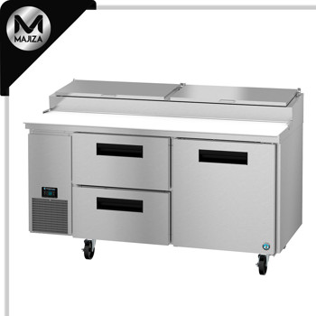 Producto - PR67B-D2, refrigerador, mesa de preparación de pizza de dos secciones