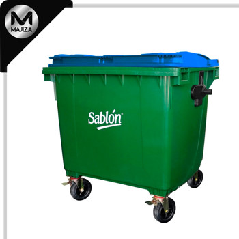 Producto - 7527AZ CONTENEDOR 660L VERDE TAPA AZUL S/ PEDAL