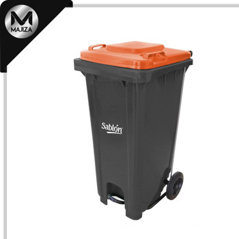 Producto - 8328NA CESTO 120L GRIS TAPA NARANJA C/PEDAL