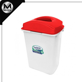 Producto - 8479RJ CESTO 80L BLANCO TAPA ELÍPTICA ROJA