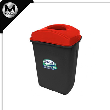 Producto - 8469RJ CESTO 80L NEGRO TAPA ELÍPTICA ROJA