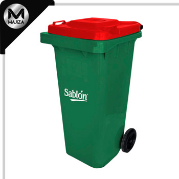 Producto - 9249RJ CESTO 120L VERDE TAPA ROJA S/PEDAL