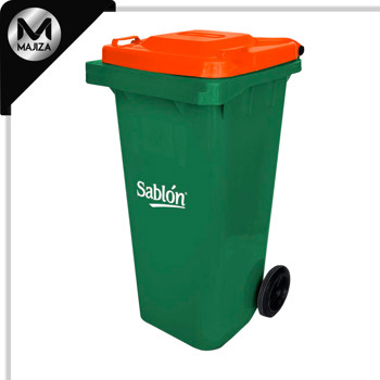 Producto - 9248NA CESTO 120L VERDE TAPA NARANJA S/PEDAL
