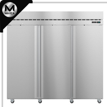 Producto - F3A-FS, congelador vertical de tres secciones, puertas de acero inoxidable con cerradura