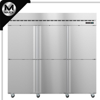 Producto - F3A-HS, congelador vertical de tres secciones, puertas de acero inoxidable con cerradur