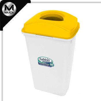 Producto - 8473AM CESTO 80L BLANCO TAPA ELÍPTICA AMARIL