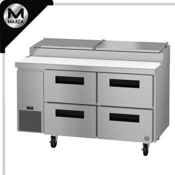 Producto - PR60B-D4, Refrigerador, Mesa de preparación de pizza de dos secciones