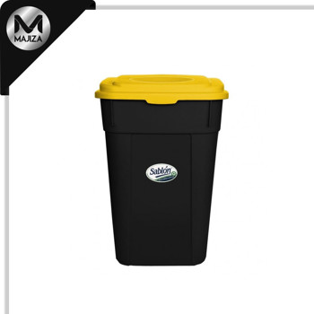 Producto - 8893AM CESTO SABLON NEGRO 145L TAPA AMARILLA