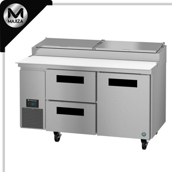 Producto - PR60B-D2, refrigerador, mesa de preparación de pizza de dos secciones