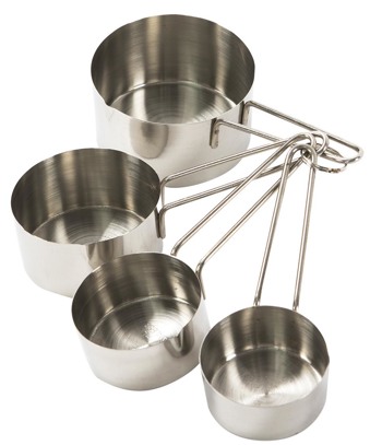 Producto - TAZAS DE MEDIDAS EN ACERO INOX 1/4 1/3 1/2 1 TAZA