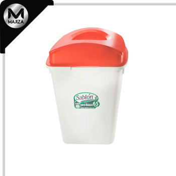 Producto - 8478NA CESTO 80L BLANCO TAPA ELÍPTICA NARANJA